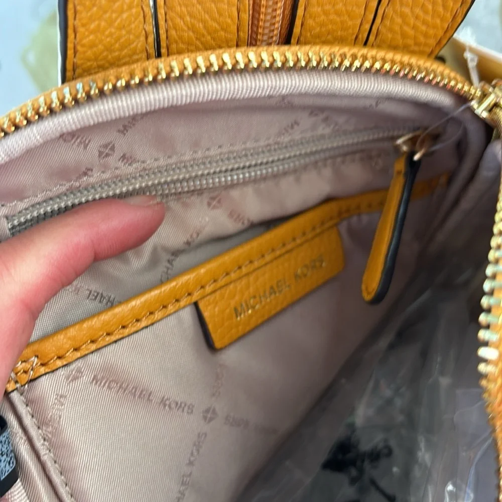 Michael Kors Erin Leather Convertible Sling to Mini Backpack in Marigold NWT
